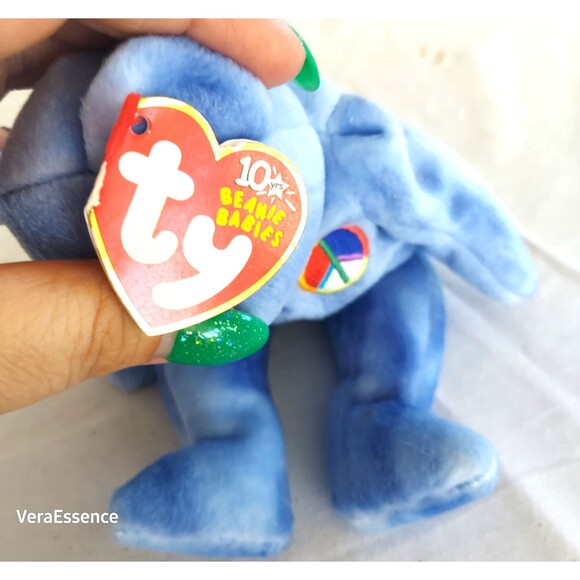 TY Beanie Baby PEACE 2003 the Bear Blue Tie Dye Version 8.5 inch - Picture 5 of 8